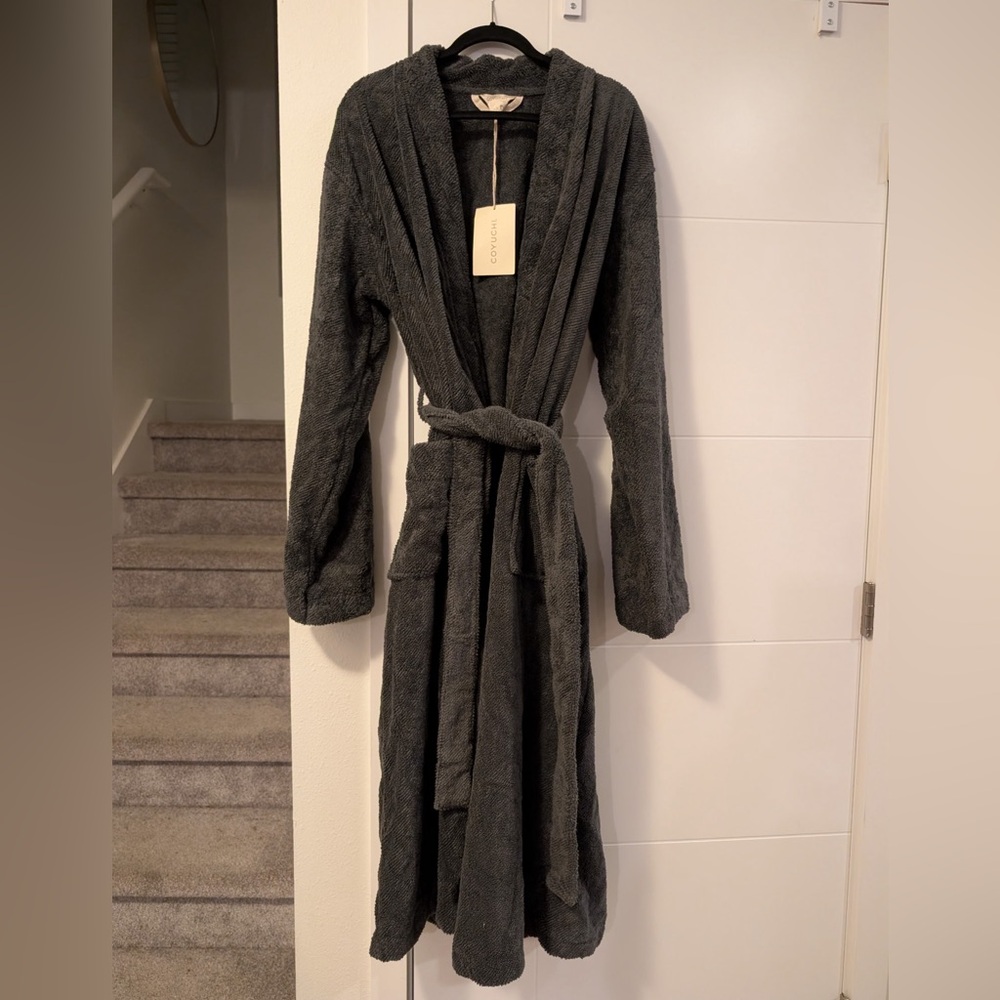 New W/ Tags Coyuchi Unisex Organic Air Weight Robe L/XL -  Gray - $178 Retail